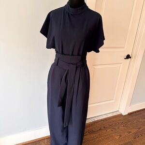 Zara Dark Blue Belted Jumpsuit